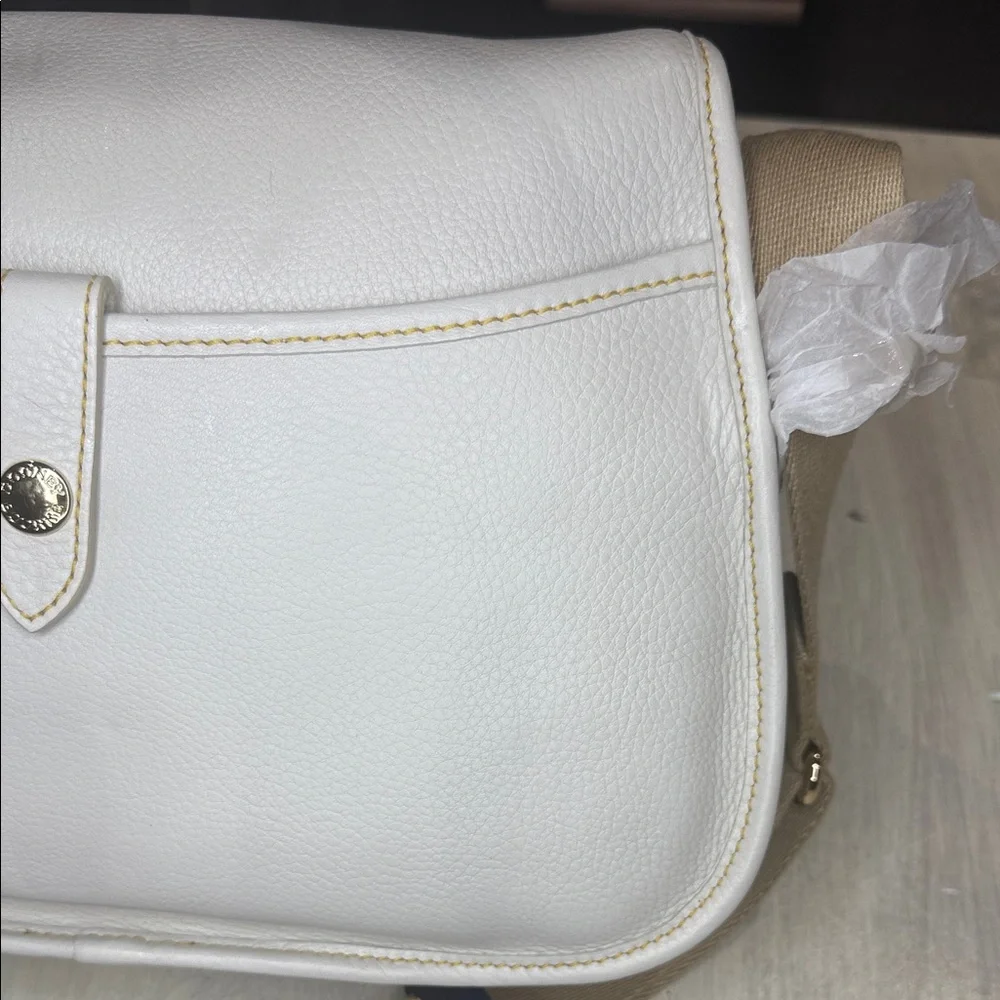 Dooney & Bourke White and Navy Medium Toggle Crossbody Bag